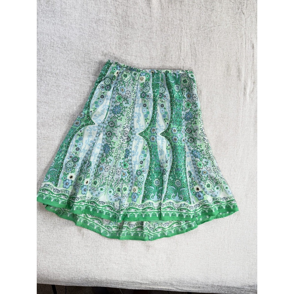 Jones Wear Womens Skirt Size 8 Green Floral Paisley A-Line Lined Y2K Flowy